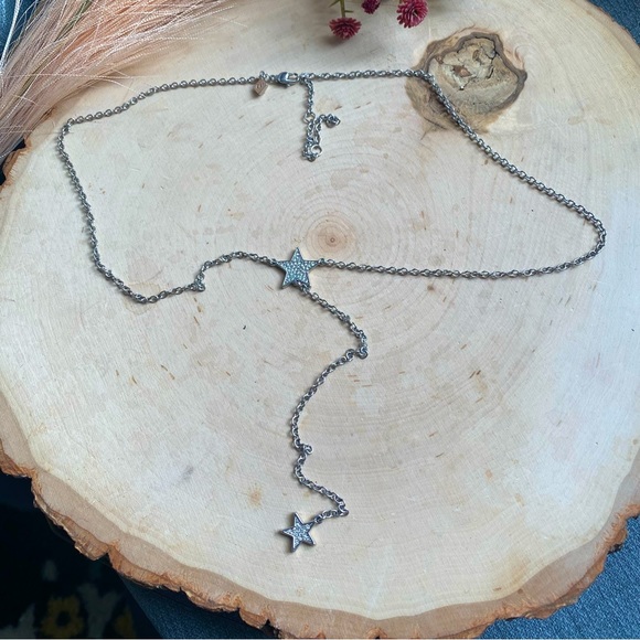 VTG- Roman- Y Lariat with Sparkling Stars on silver colored dainty chain - Picture 1 of 10